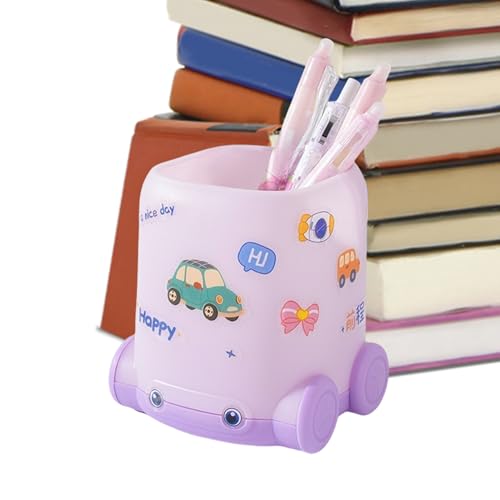 デスク用のペンホルダー、ペンカップデスク|かわいい車のデザインスタンドコンテナ装飾wthステッカーホームバニティテーブルワークスクールは必須アイテム:含まれたステッカーを使用してスタイルを構築できるようにすることで創造的な表現を奨励し、