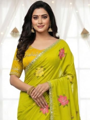 Image of Star Georgette Saree with Sequin Embroidery Work and Embroidered Blouse (Star-104)