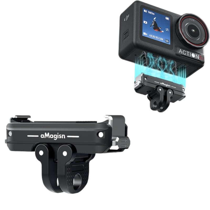 Adaptador magnético de metal de montaje rápido para cámara DJI Action 5 Pro/Action 4/Action 3, equipado con interfaz magnética de 2 mandíbulas e interfaz de rosca de 1/4, bloqueo seguro, accesorios de