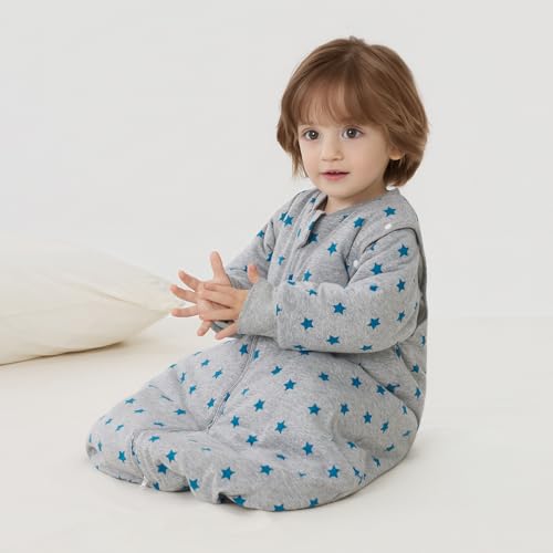 Image of Duomiaomiao 3.5 TOG Baby Sleep Sack 100% Cotton Winter Long Sleeve Baby Wearable Blanket, Super Warm Quilted Comfy Toddler Sleeping Bag