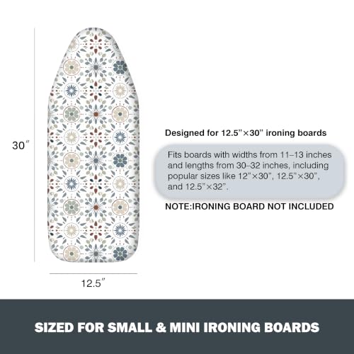 Image of Small Ironing Board Cover and Pad 12.5 inchx30 inch, Silicone Coated Scorch Resistant Pure Cotton, Small Iron Board Cover with Padding, Tabletop Mini Ironing Board Cover and Pad, Drawstring Boho