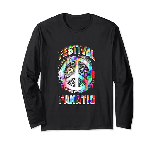 Festival Fanatic Vibrant Peace Sign Manga Larga
