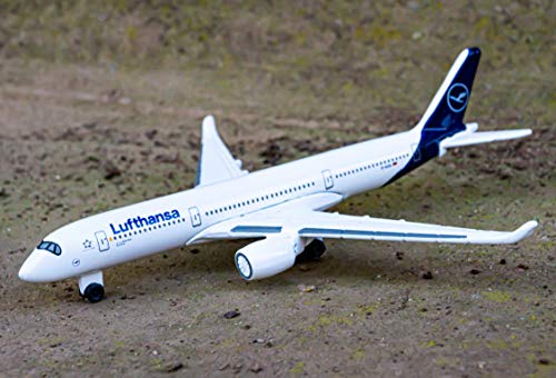 Majorette Airbus 350 Lufthansa Spielzeugflugzeug (13 cm) - Lizenziertes Metall-Modell im Originaldesign für Kinder ab 3 Jahren - 212057980Q02, Weiß