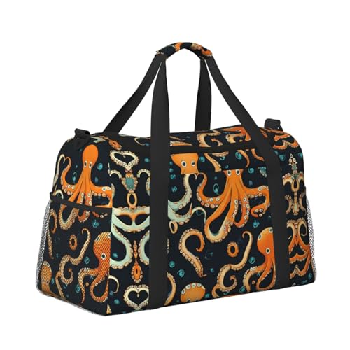 Color octopus print Weekender Overnight Carry On Bag Gym Luggage Bag Duffel Bag for Travel Women3