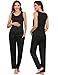 SWOMOG Maternity Nursing Robe Set 3 PCS Postpartum Breastfeeding Pajamas Lounge Hospital Pregnancy Pjs with Robe, Black Grey Medium
