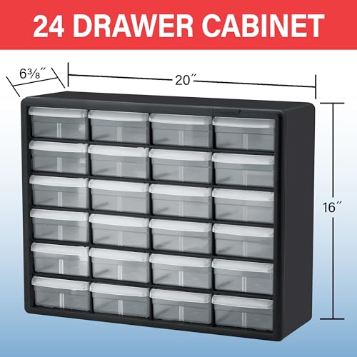 Akro-Mils 24-Drawer Plastic Drawer Storage Cabinet for Garage Organization, Bead Organizer, Building Bricks Storage, Teacher Toolbox, Makeup Organizer, 20" W x 6" D x 16" H, 10124 Black by Akro-Mils - Image 2