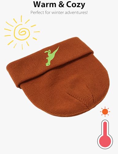 BEARAE Kids Dinosaur Beanie, Unisex Slouchy Baby Hat for Boys & Girls, Cute and Comfortable Winter Headwear4