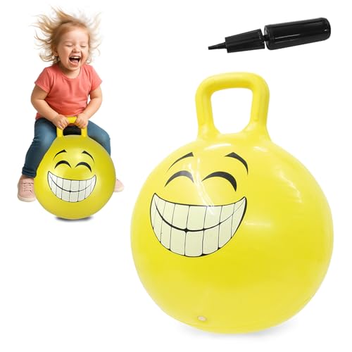 Jamara 460457 - Palla per saltare Smile giallo 450mm - Sviluppa equilibrio e capacitá motorie, Robusta, Resistente, Facile da riporre