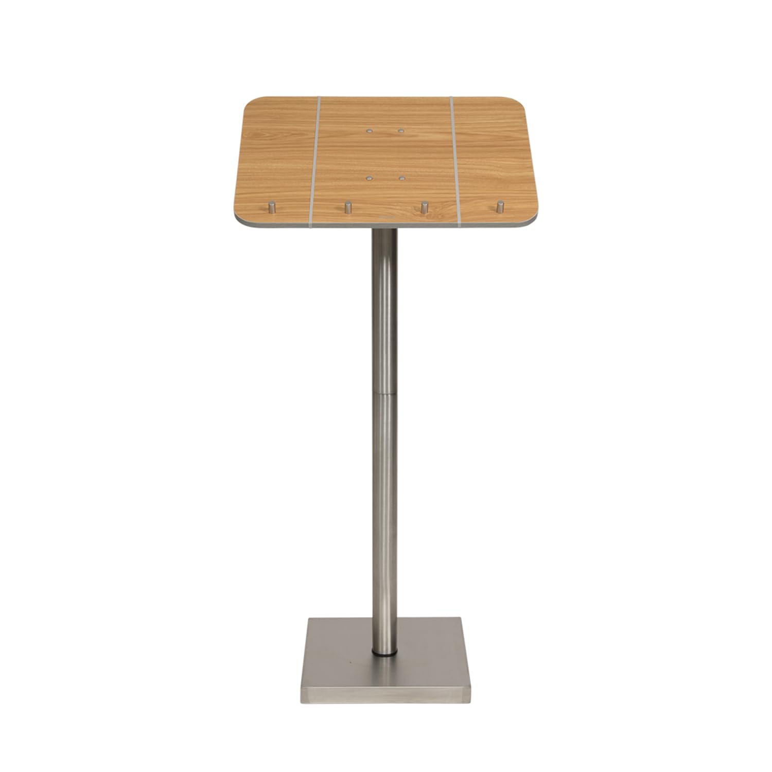 SECURIT - Leggio Porta Menu con Palo e Base - Per Caffè, Ristoranti, Bar, Negozi - Legno Laminato con Base in Acciaio Inox - Quattro Perni in Metallo e Elastici Inclusi - Teak