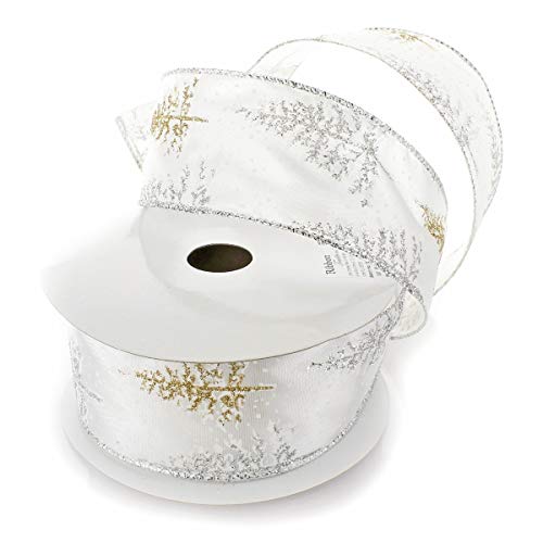 Ribbon Traditions Glitter Christmas Trees Wired Ribbon 2 1/2
