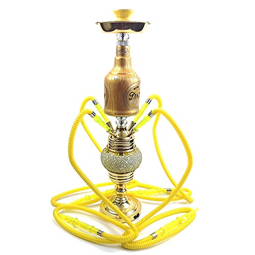 Wasserpfeife- Hookah 74,6 cm hochwertige Aluminiumlegierung shisha 4 anschlüsse Zubehör perfektes shisha set (gelb)
