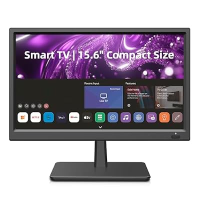 Feihe 15.6 Inch Small Smart TV HD 1080P LED, Flat Screen Smart Television with ATSC Tuner/HDMI/USB/AV for Kitchen, RV, Camper, Home & Bedroom or On-The-Go Entertainment