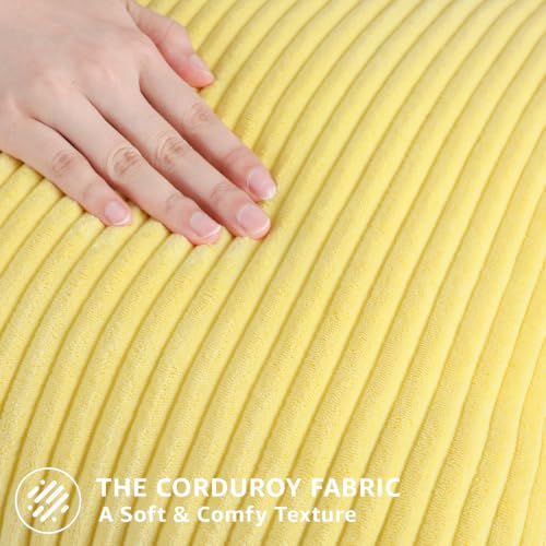Image of Mecatny Corduroy Decorative Throw Pillow Covers 26x26 Set of 2 for Sofa Living Room, Soft Neutral Boho Couch Pillow Covers for Home Decor, Sundress Yellow
