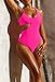 Pink Queen Women's Sexy One Piece Swimsuit Cutout High Cut Tummy Control Bathing Suit Swimwear Bright Pink L