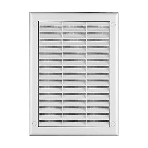 White Air Vent Grille 190mm x 260mm with Adjustable Shutter Fly Screen Grid Cover