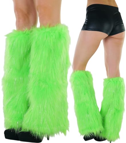 Image of ToBeInStyle Women's Faux Vibrant Fur Retro Daring 60' Inspired Ravewear Knee High Leg Warmers