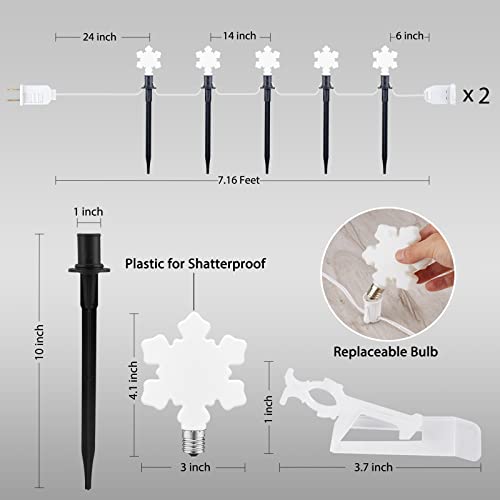 Brightown Christmas Snowflake Pathway Lights Outdoor, Plug In 14.3Ft Walkway Lights For Christmas Decoration, Garden, Yard, Lawn, Park, Porch, Roadway, New Year, Holiday Décor, 2 Pack 10 Lights #TOP5