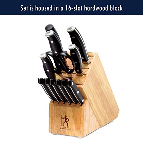 Henckels Forged Premio 13-Pc Knife Set With Block, Chef Knife, Paring Knife, Utility Knife, Steak Knife Set, Light Brown, Stainless Steel #TOP7
