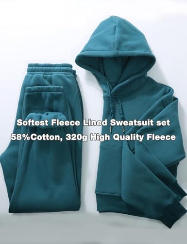 Flygo Womens Fleece 2 Piece Outfits Sweatsuit Crop Pullover Sweatshirt Joggers Pants Tracksuit Set
