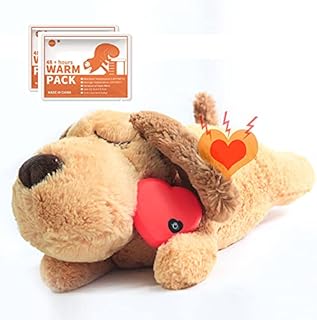 Dog Soft Plush Toy Pet Heart Beat Plush Dog Toy with Warmer Bag Puppy Anxiety Relief Toy for Puppy Dogs (DOG)