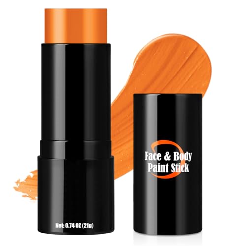 Drawdart Pumpkin Orange Face Body Paint Stick Cream Blendable Face Paint Orange Eye Black Baseball/Softball Face Painting for Halloween Pumpkin Special Effects SFX Cosplay Makeup