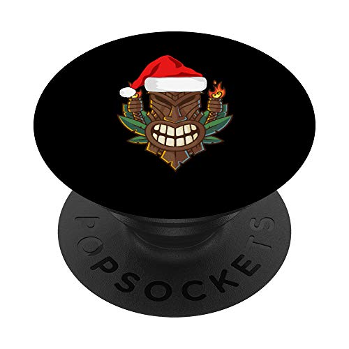 Tiki mit Nikolausmütze Weihnachten Hawaii PopSockets Cover