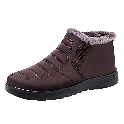 Botas de nieve para hombre con forro polar grueso, impermeables, botas de invierno, botas de invierno, botas de invierno, botas de invierno, botas de invierno térmicas, transpirables y planas Cover