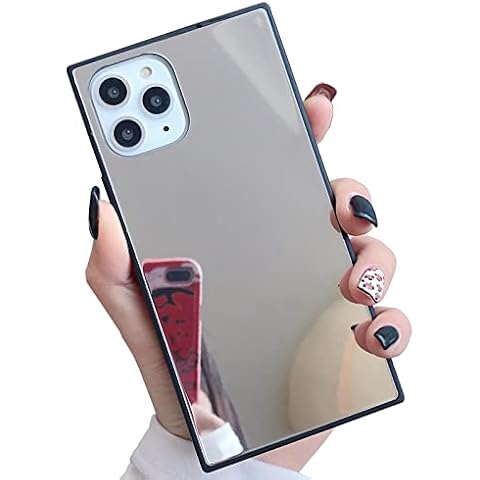 aowner Designed for iPhone 14 Pro Max Mirror Case Square Phone Case for Women Girls Makeup Cute Glass Glossy Mirror Back Shockproof Soft Silicone Bumper TPU Frame Protective Case for iPhone 14 Pro Max Cover
