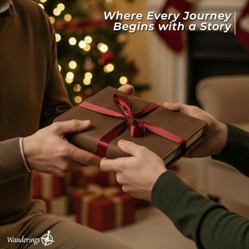 Wanderings A5 Lederordner-Planer – Rustisches Nachfüllbares 6-Ring-Journal – Handgefertigter Organizer Aus Echtem Leder – Kompatibel Mit Filofax, 100 Blätter, 200 Liniert Seiten – 6 x 8.5/22 x 15 cm