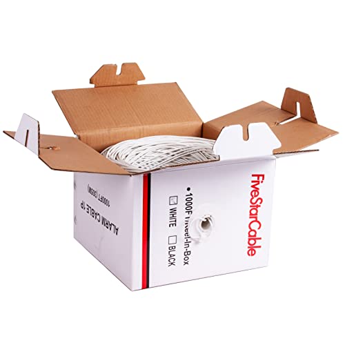 Fivestarcable 22Awg 2 Conductors 1000 Ft Alarm Wire 22/2 22-2 Security Cable Alarm Bulk Cable White #TOP4