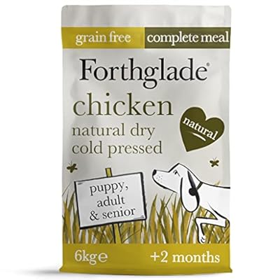 Forthglade Complete Natural Dry Dog Food - Grain Free Chicken (6kg) Resealable Bag - Easy to Digest Cold Pressed Dog Food for Puppy, Adult & Senior Dogs