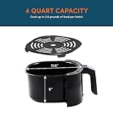 Elite Gourmet EAF-4617X Electric Digital Hot Air Fryer, 1350Watts, Oil-Less Healthy Cooker, Timer & Temperature Controls, 4 Quart, Black