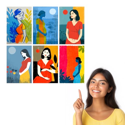 Image of SiddArtify Pregnancy Wall Art Poster Print Set - Modern Woman Art Decor for Living Room Bedroom Nursery - 8x12 inch Board Pack of 6