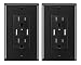 2 Pack USB Wall Outlet Black, ANTEER 4.2A/5V Dual USB Outlet 15A/125V TR Receptacle Smart High Speed USB Charger Socket Tamper Resistant Electrical Outlet