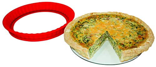 Doughez 10-Inch Round Non-Stick Silicone Glass Bottom Pie Pan, Oven Safe Up To 450° F, Dishwasher Safe, Bpa Free #TOP2