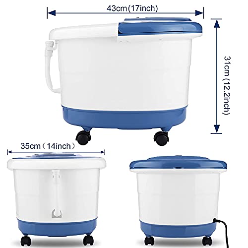 Foot Bath Spa Massager with Heat Bubbles, Heated Foot Spa with Motorized Shiatsu Massage Rollers, Foot Care Pedicure spa Machine with Time & Temperature Control