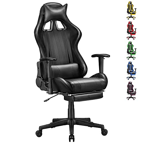 Soontrans-Silla-Gamer-Ergonomica-Silla-Gaming-con-Reposapies-Reposacabeza-y-Cojin-Lumbar-Reposabrazos-Ajustable-Mecanismo-de-Inclinacion-Carga-maxima-de-150-kg-Negro