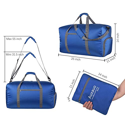 65L Travel Duffel Bag Foldable and Lightweight with Shoes Compartment