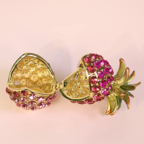 Ornament Box-Handmade Inlaid Rhinestone Enamel Jewelry Box, Pineapple Dresser Decorative Ornaments, Traditional Handicraft Gifts. (Pink) #TOP2