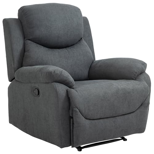 HOMCOM Sillón Reclinable de Salón Sillón Relax Reclinable Manual con Reposabrazos y Reposapiés Carga 150 kg Sofá Relax para Salón Dormitorio Gris