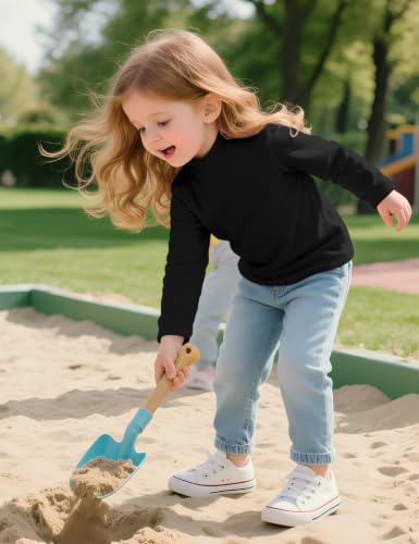 Image of Witwot Toddler Girls Mock Turtleneck Shirts Long Sleeve Thermal T-Shirt | Cotton Girl Soft Basic Pullover Tops Size 18M-5T