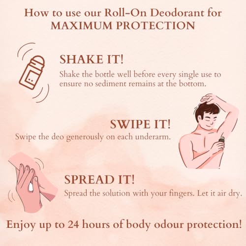Image of 100% Natural Deodorant Roll On | 24 Hour Body Odour Protection | Rose & Ylang Ylang Essential Oils | ZERO Alcohol | For Men & Women | 75 ml
