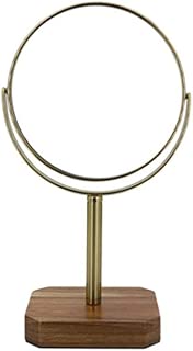 FXnn Desktop Makeup Mirror - Double Sided HD Zoom 360 Degree Rotating Wood Round (Size : 6.96x12.79 inch) - coolthings.us