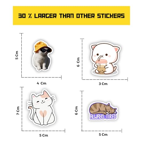 Image of Pack of 15 Cute Cats Stickers for Laptops /Mobiles /Guitar /Journal etc. (Cute Cats)