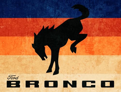 Ford Bronco Metal Sign Retro Stripe