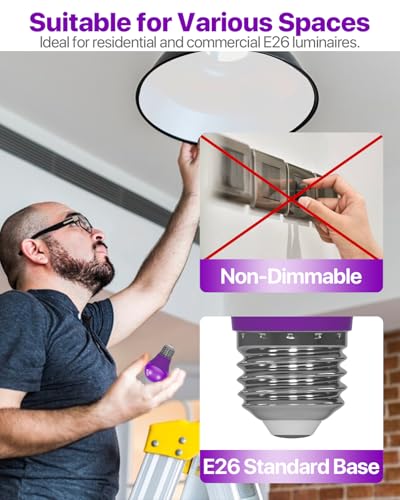 ORALUCE Purple Porch Light Bulb 40 Watt Equivalent,A15 LED Bulbs for Halloween Christmas Party Decoration and Lighting,Colored Light Bulb with E26 Base,5W 450LM Non-Dimmable,6 Pack. — view 6