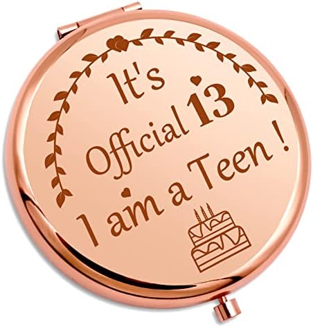 Happy 13th Birthday Gifts For Girls Teenager Travel Makeup Mirror 13 Year Old Birthday Gifts For Daughter Granddaughter Niece Best Friend Sister 13th Birthday Gifts for Her Compact Makeup Mirror