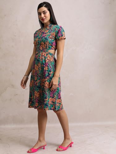 Image of Tokyo Talkies Women's Short Sleeves Open Collar Printed Dresses | Stylish Dresses | Casual Dresses