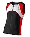 Triathlon SLS3 Men`s FX Tri Top 3 Pockets Full Zipper Jersey - Singlet -Tank (Black/Red, L)