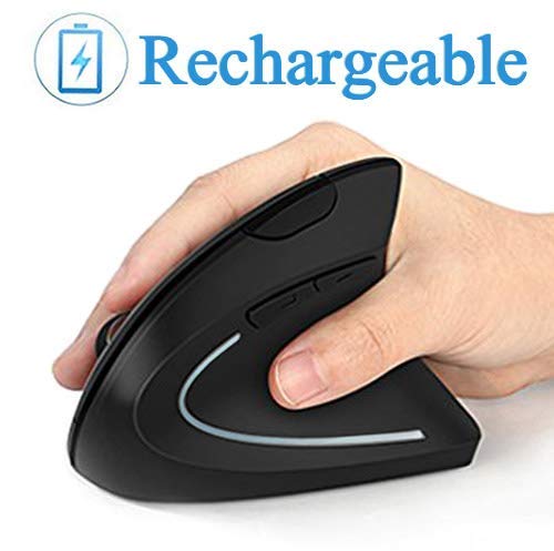 Ratón ergonómico, ratón vertical inalámbrico óptico de 2.4G con 6 botones - 3 DPI ajustables 800/1200/1600 para computadora portátil, PC, computadora, escritorio, computadora portátil, etc.